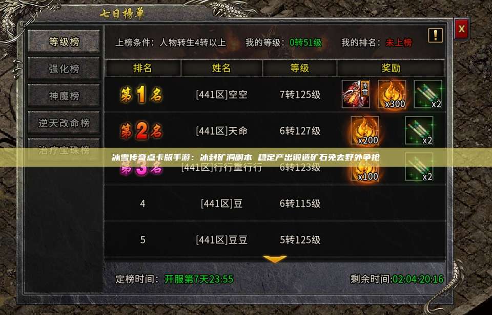 冰雪传奇点卡版手游：冰封矿洞副本 稳定产出锻造矿石免去野外争抢 第1张